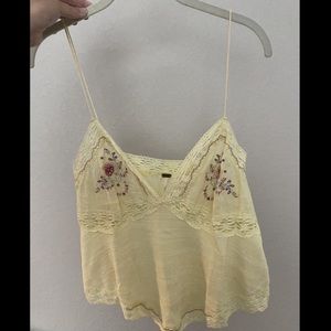 Free People yellow embroidered top